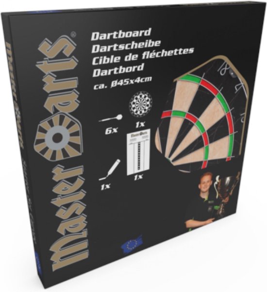 Masterdarts Dartbord met Marker/Scorebord - Ø 45 cm. - 6 Pijlen van Master