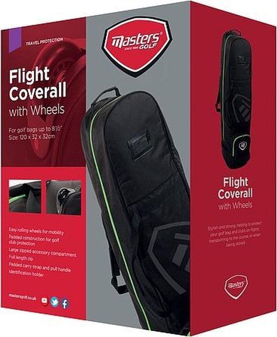 Masters golftas flight coverall met wielen - zwart - golf reistas. van Merkloos