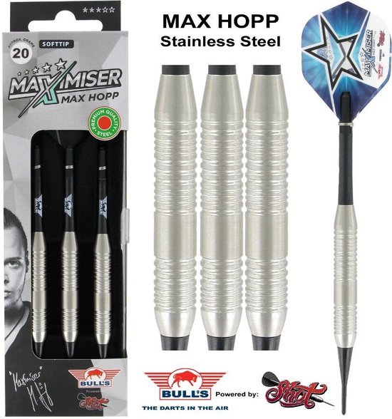 Max Hopp Stainless Steel Soft  Tip - Dartpijlen - 20 Gram van Bull's Germany