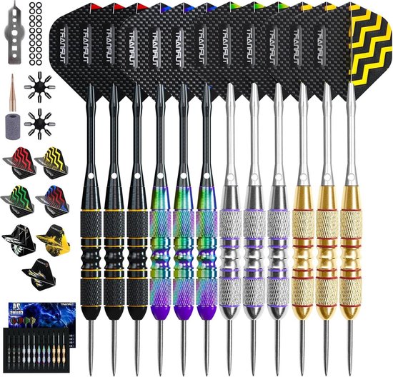 Metalen Tip Darts Set 12 stuks 22/24 Gram - Professionele Stalen Darts met Stijlvolle Case van Aurora Store