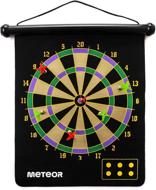 Meteor Magnetische Dartbord - Zwijbaar, Dubbelzijdig - Ideaal voor Thuisgebruik, Compact, Gemakkelijk Op te Bergen