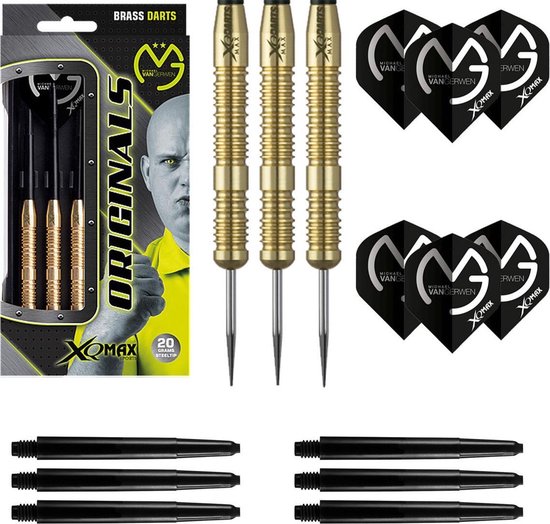 Michael van Gerwen - 100% brass - 23 gram - dartpijlen - 9 dart shafts + 9 dart flights - Cadeau van Michael van Gerwen.