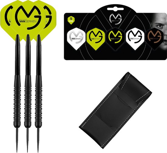 Michael van Gerwen Dartpijlen - Black - 23 gram - Multipack 5 Sets Dart Flights - Dart Shafts - Darts - Cadeau van Michael van Gerwen.