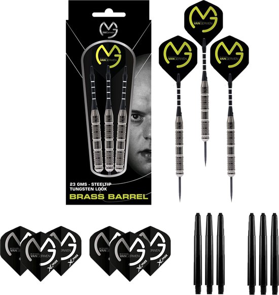 Michael van Gerwen Tungsten Look - 23 gram - inclusief dart flights & dart shafts - dartpijlen - Cadeau van Michael van Gerwen.