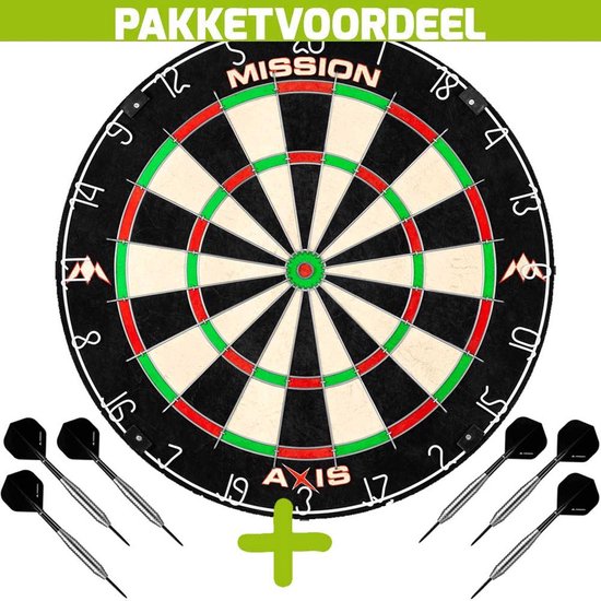 Missioin Axis Sisal Wedstrijd Dartbord + 2 Sets Brass Darts van Mission