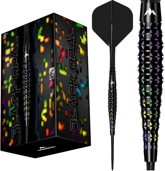 Mission Black Opal 95% Tungsten Dart Set, Steel Tip Darts | Aggressieve Grip Barrel, 22G / 24G / 26G | Professionele Steeltip Darts, Zwart PVD Design