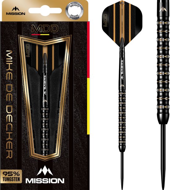 Mission Mike de Decker Black Gold PVD 95% - Dartpijlen 24 Gram van Mission