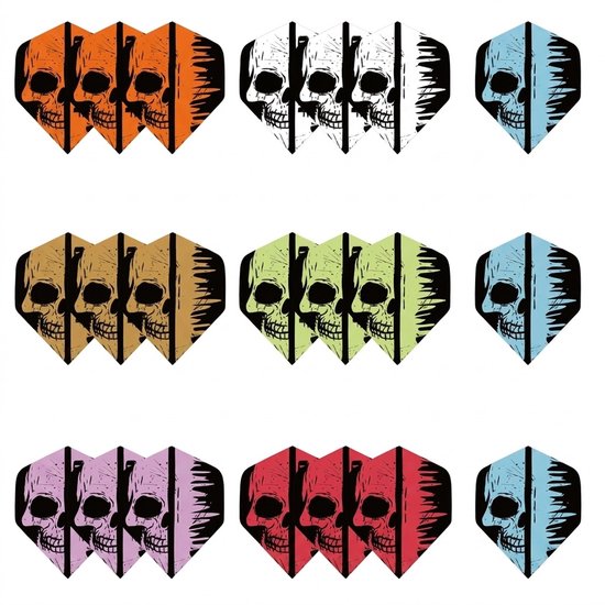 Multicolor dart flights set unisex schedel design 21 stuks dart flights flight wings standaard vorm kunststof PET van NUVEX