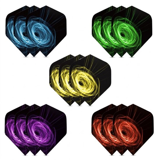 Multicolor dart flights set unisex swirl patroon 15 stuks dart flights flight wings standaard vorm kunststof PET van NUVEX