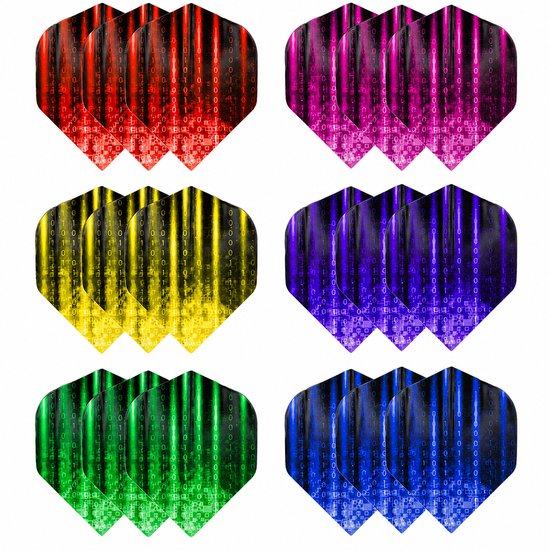 Multikleur dart flights set standaard vorm – PET dart vlucht veren voor heren en dames – dart flights met gradient kleuren en digitaal patroon – set van 18 dart flights voor standaard dartpijlen van Merkloos