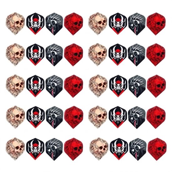 Multikleur dart flights set standaard vorm – PET dart vlucht veren voor heren en dames – dart flights met verschillende skull en grafische ontwerpen – set van 40 dart flights voor standaard dartpijlen van Merkloos