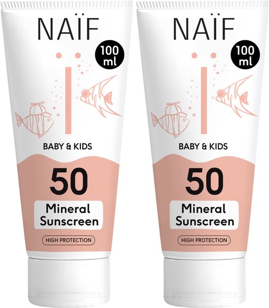 Naïf - Minerale Zonnebrand crème Voordeelset - Baby's & Kinderen - SPF50 - 2x100ml van Naïf