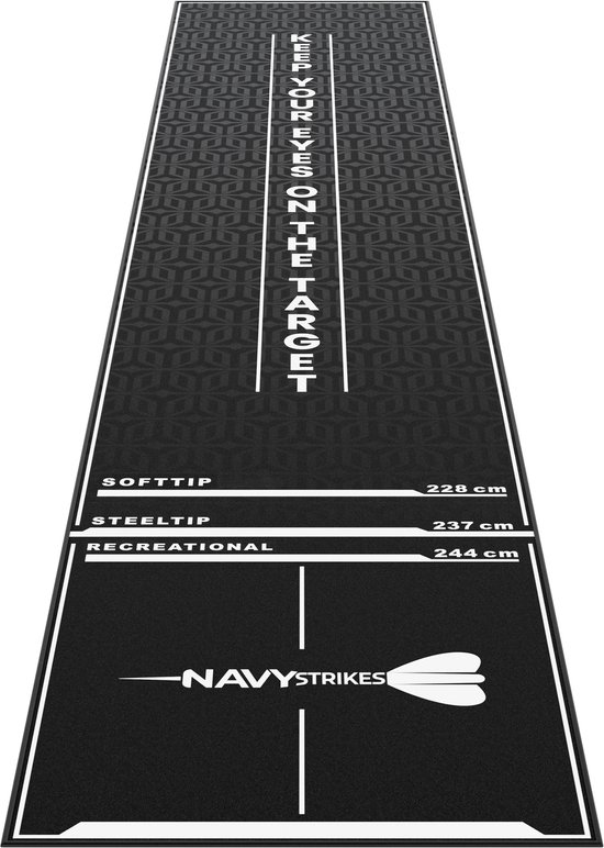 Navy Strikes Dartmat met Oche - 300 x 60 cm - Tapijt - Darten van XQ Max