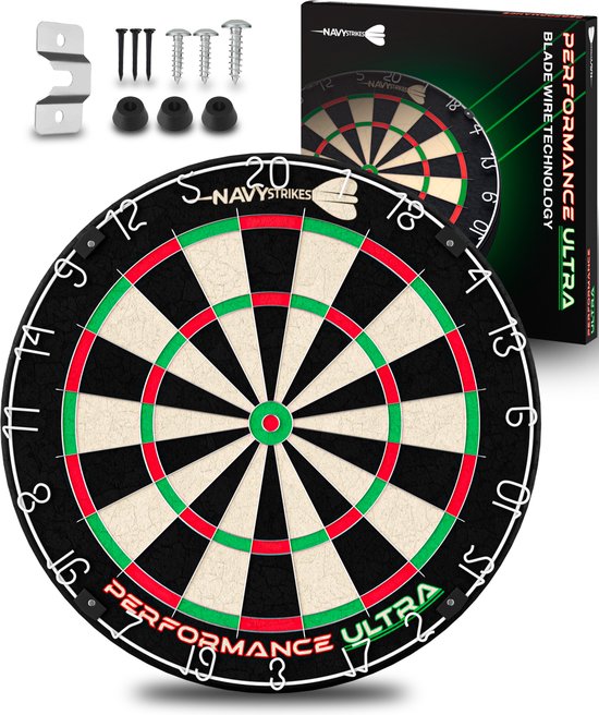 Navy Strikes Performance Ultra Dartbord - Braziliaanse Sisal - Toernooi Afmeting - Flights Darts en Dart Shafts van Navy Strikes