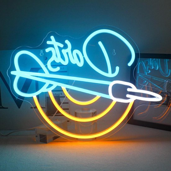 Neon bord darts bar led-bord - dartspel muurdecoratie voor speelkamer en kroeg van Merkloos