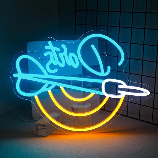 Neon Darts Bord - Lichtgevend Teken LED - Game Room Decoratie - Instelbare Helderheid - 1.5 Meter Snoer - Meerkleurig van Merkloos
