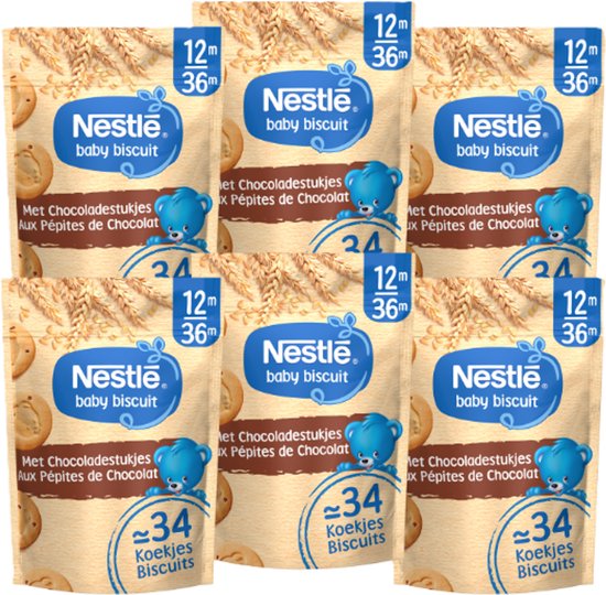 Nestlé Baby Biscuit met Chocoladestukjes - Babyvoeding Baby snacks 12m+ - 6 zakken x 150g van Nestlé