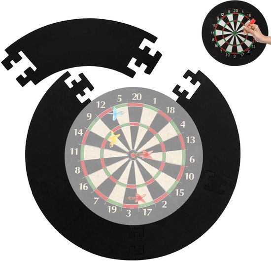 NTHProducts - Dartsurround - Dartboard Bescherming - Lichtgewicht en Geluidsabsorberend - Zwart - Dart Beschermring - Voor Ø 45 cm Dartbord - Compleet Set