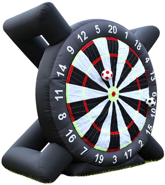 Opblaasbaar Voetbal Dartbord 3m - Met 8 Ballen en Blower - voor kinderen en evenementen - Grijs