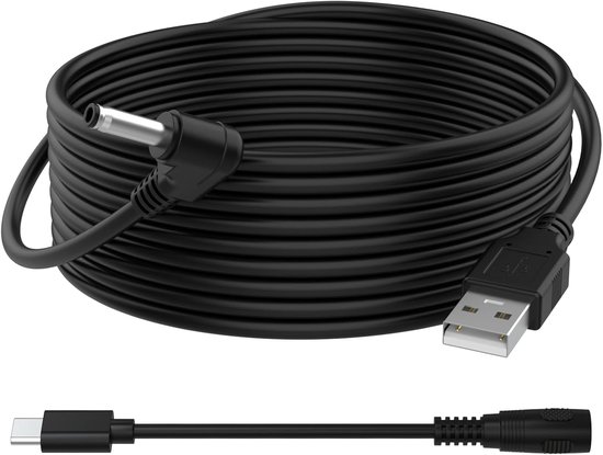 Oplaadkabel met DC-voeding, compatibel met Ring Stick Up Cam Battery/Plug-in 3e/2e generatie, Spotlight Cam Plus/Pro Indoor/Outdoor, 4 m weerbestendige verlengkabel (zwart) van Ring
