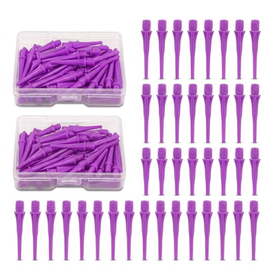 Paarse dart tips soft tip set 180 stuks darts accessoires kunststof dart punten vervangbare soft tips voor elektronische dartborden inclusief opbergdoosjes