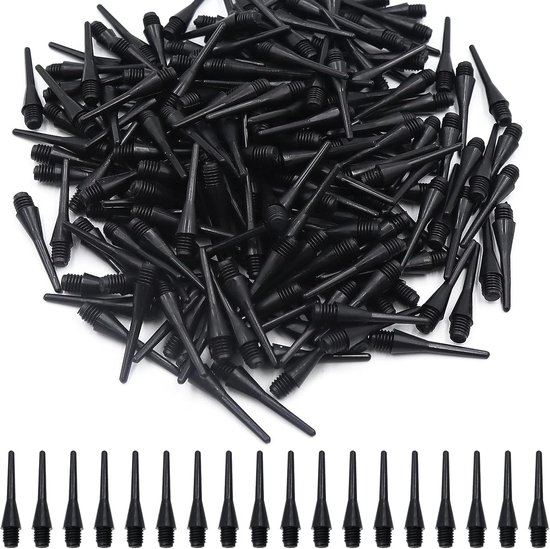 Pack of 200 Plastic Dart Tips - Vervangende Punt - Zachte Dart Tips - 2BA Draad - Zwart - Duurzame Dart Tips voor Dart Sportliefhebbers van Merkloos
