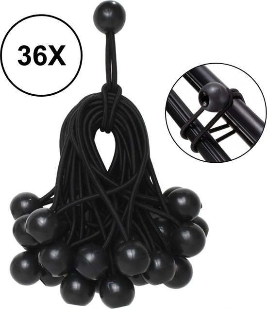 PD® - Spanelastiek - Zwart - Elastiek koord - Spanrubbers - Elastiek Met Bal - Tentspanner - Tentelastiek - Tentspanners met Bal - Elastiek Trampoline van PD®