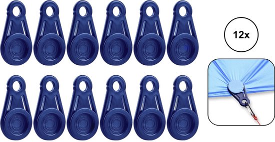 PD® Zeilklemmen - Zeilclips met oog - Zeilclipset - Blauw - 12 stuks van PD®