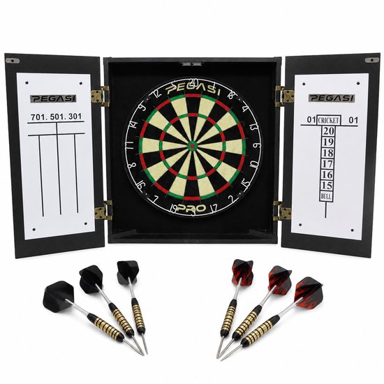 Pegasi dartbord cabinet set Black