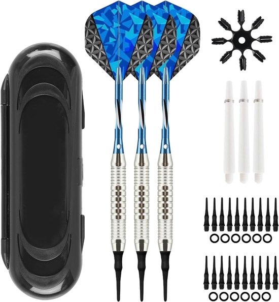 Precisie darts met plastic punt voor elektronische dartborden: 3 hoogwaardige soft darts met aluminium schacht, ideaal voor dartspelletjes en recreatief gebruik