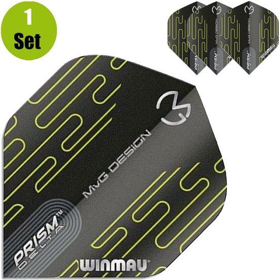 Prism Delta MVG 2021 Black dart vluchten - 3 sets per pakket (9 dartvluchten in totaal) van Winmau