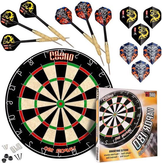 Professional Perfection Dartbord van Sisal met 12 Dartpijlen - Metalen Punt Dartbord van Abbey Darts