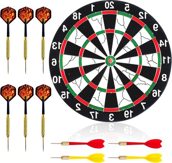 Professioneel dartbord set met 10 darts - klassieke stalen kurk dartborden van Tolegano
