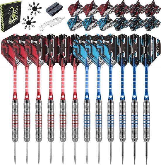 Professionele Dartpijl Set: 12x 22g, Metalen Tips, Aluminium Shafts