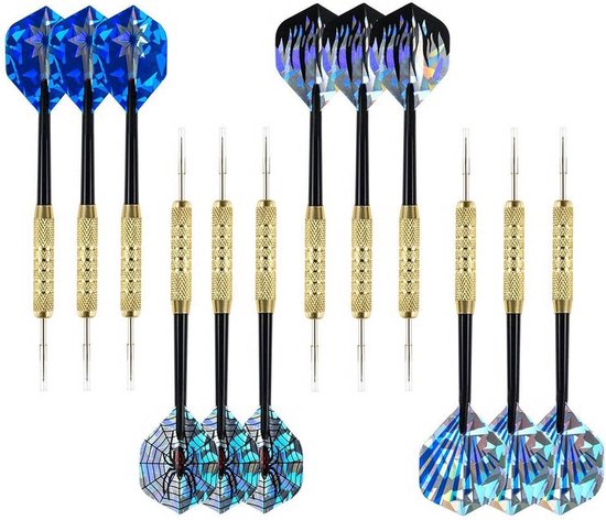 Professionele Dartpijlen 18 g – 12 Stuks Elektronische Dartpijlen met Metalen Punt en Metalen Schacht