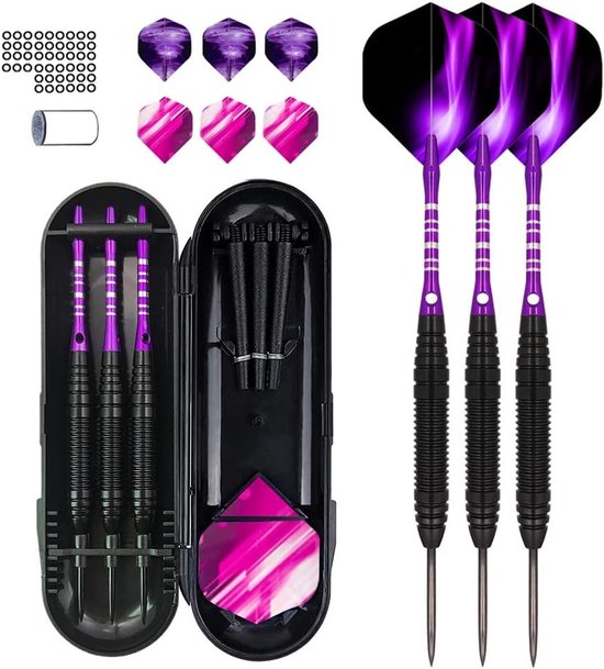 Professionele Darts met Metalen Punt, Set van 3 Aluminium Schachten, 50 Rubber Ringen en Darts Gereedschap voor Precisie en Prestaties