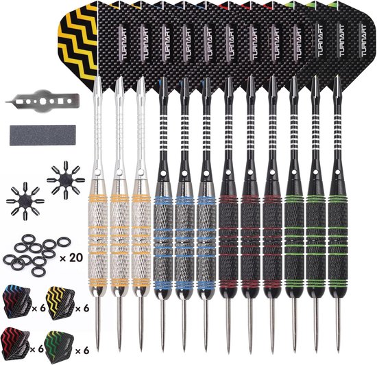 Professionele stalen dartpijlen set met 12 stuks, 24 gram en accessoires van Pro