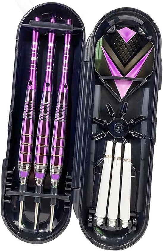 Professionele Steel Tip Dart Set met 3 Darts van 24g, Inclusief Dart Case, Vervangbare Schachten en Dart Wings voor Optimaal Spelplezier