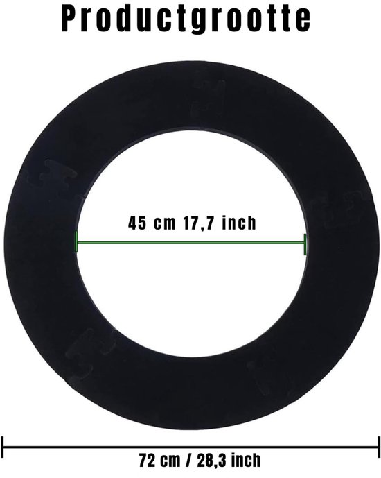 Quvo® Dartbord Surround Ring - Dartbordring - Dartbord Muurbeschermer - Zwart- 45cm x 72cm x 3cm