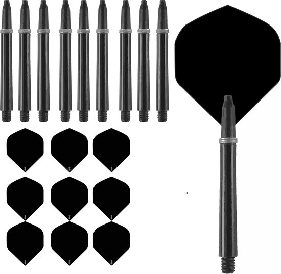 R4X flights zwart en shafts medium zwart 3 sets van R4X