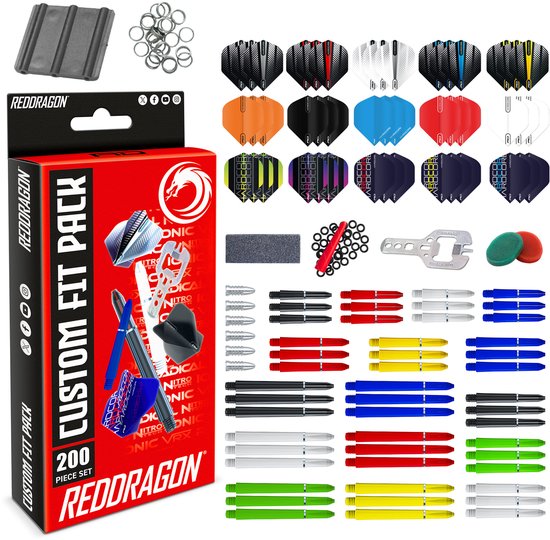 RED DRAGON - 200-Delig Dart-accessoirepakket Met vluchten, Dartschachten en Accessoires van Red Dragon