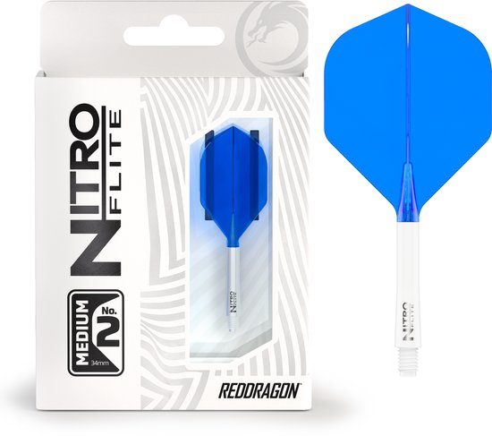 RED DRAGON Darts – Nitro Flite Flight & Shaft – Wit/Blauw – Medium van Merkloos