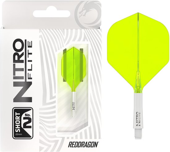 RED DRAGON Darts – Nitro Flite Flight & Shaft – Wit/Geel – Kort van Merkloos