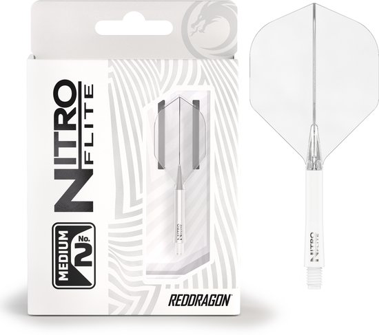 RED DRAGON Darts - Nitro Flite Flight & Shaft - Wit/Transparant - Medium van Red Dragon