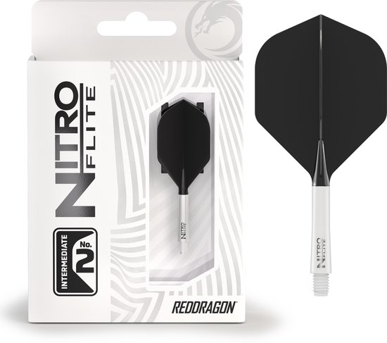 RED DRAGON Darts - Nitro Flite Flight & Shaft - Wit/Zwart - Intermediate van Red Dragon
