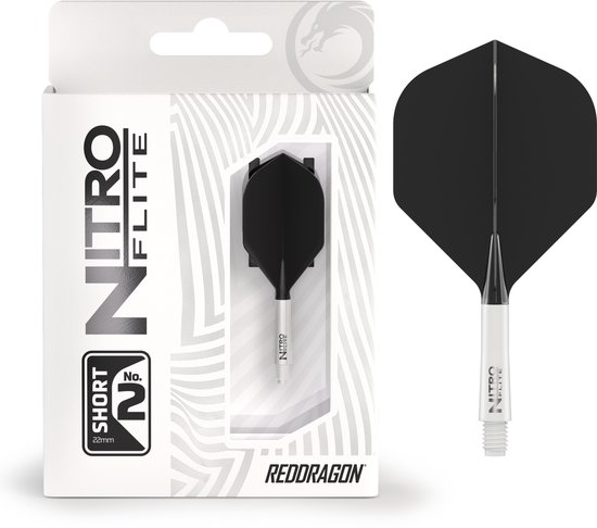 RED DRAGON Darts – Nitro Flite Flight & Shaft – Wit/Zwart – Kort van Red Dragon