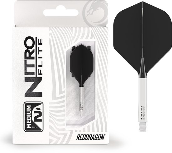 RED DRAGON Darts – Nitro Flite Flight & Shaft – Wit/Zwart – Medium van Merkloos