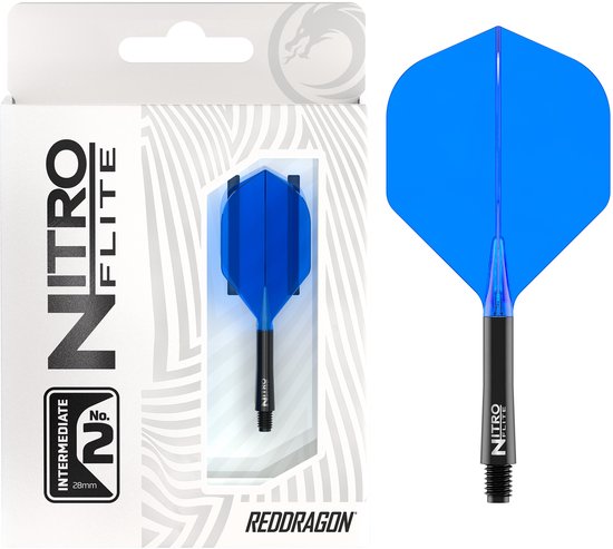 RED DRAGON Darts - Nitro Flite Flight & Shaft - Zwart/Blauw - Intermediate van Red Dragon