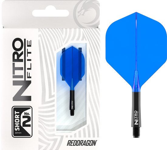 RED DRAGON Darts – Nitro Flite Flight & Shaft – Zwart/Blauw – Kort van Red Dragon