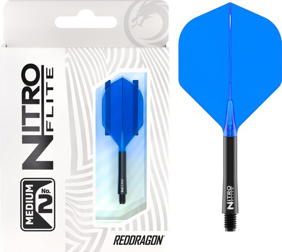 RED DRAGON Darts - Nitro Flite Flight & Shaft - Zwart/Blauw - Medium van Red Dragon